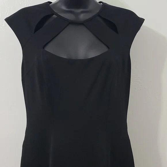 SZ 10 Cache Black Sleeveless Cut-Out Tailored Stretchy Dress - Picture 6 of 16